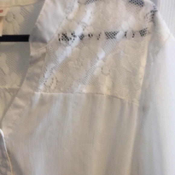 Chiffon blouse with peplum, lace inserts, mandarin collar xl - Picture 2 of 4